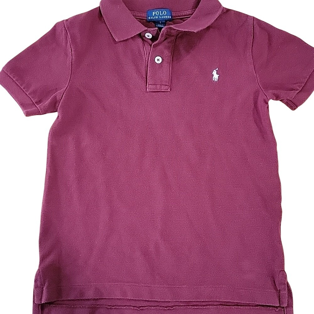 Polo Ralph Lauren Kids Burgundy Maroon Short Sleeve Pique Polo Shirt Size 7